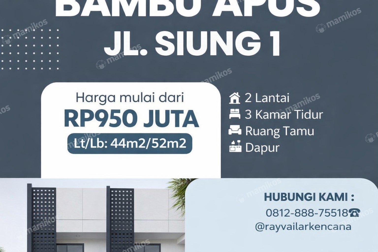 Rumah Sertifikat SHM 3 Kamar Tidur 2 Kamar Mandi Bambu Apus Jakarta Timur