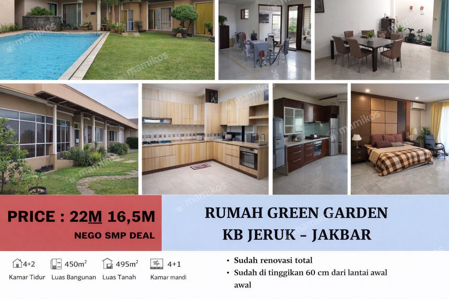 Rumah Sertifikat SHM 6 Kamar Tidur 5 Kamar Mandi Green garden Jakarta Barat