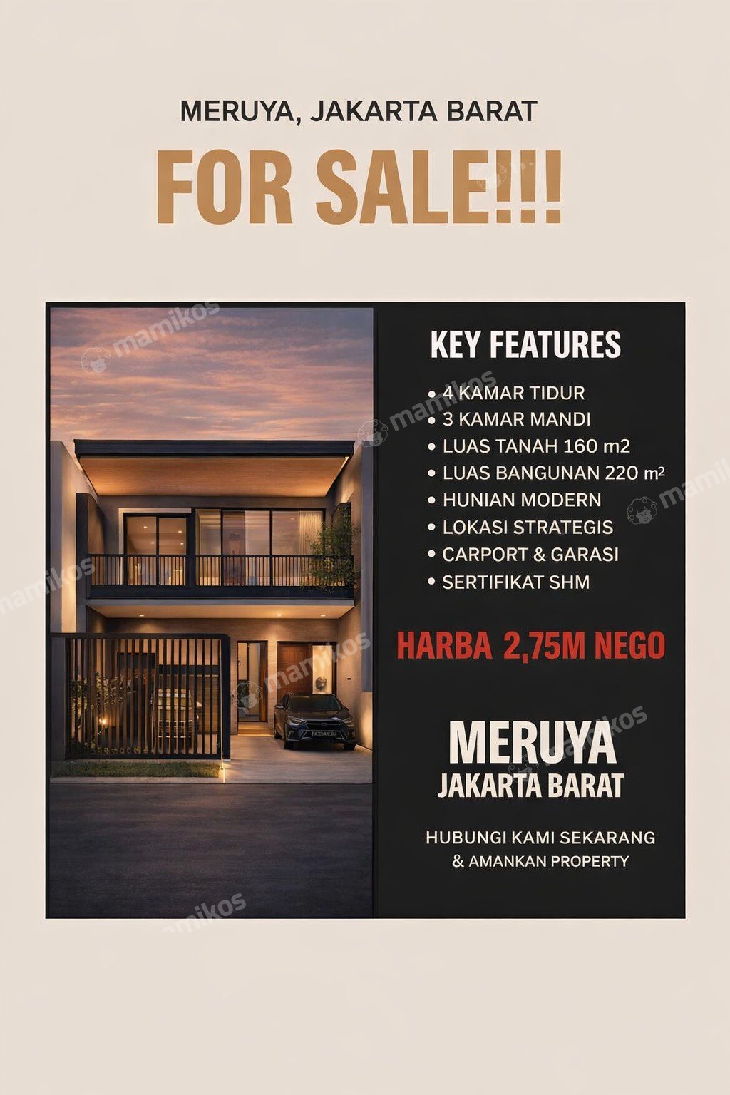 Rumah Sertifikat SHM 4 Kamar Tidur 4 Kamar Mandi Meruya Jakarta Barat - Photo 3