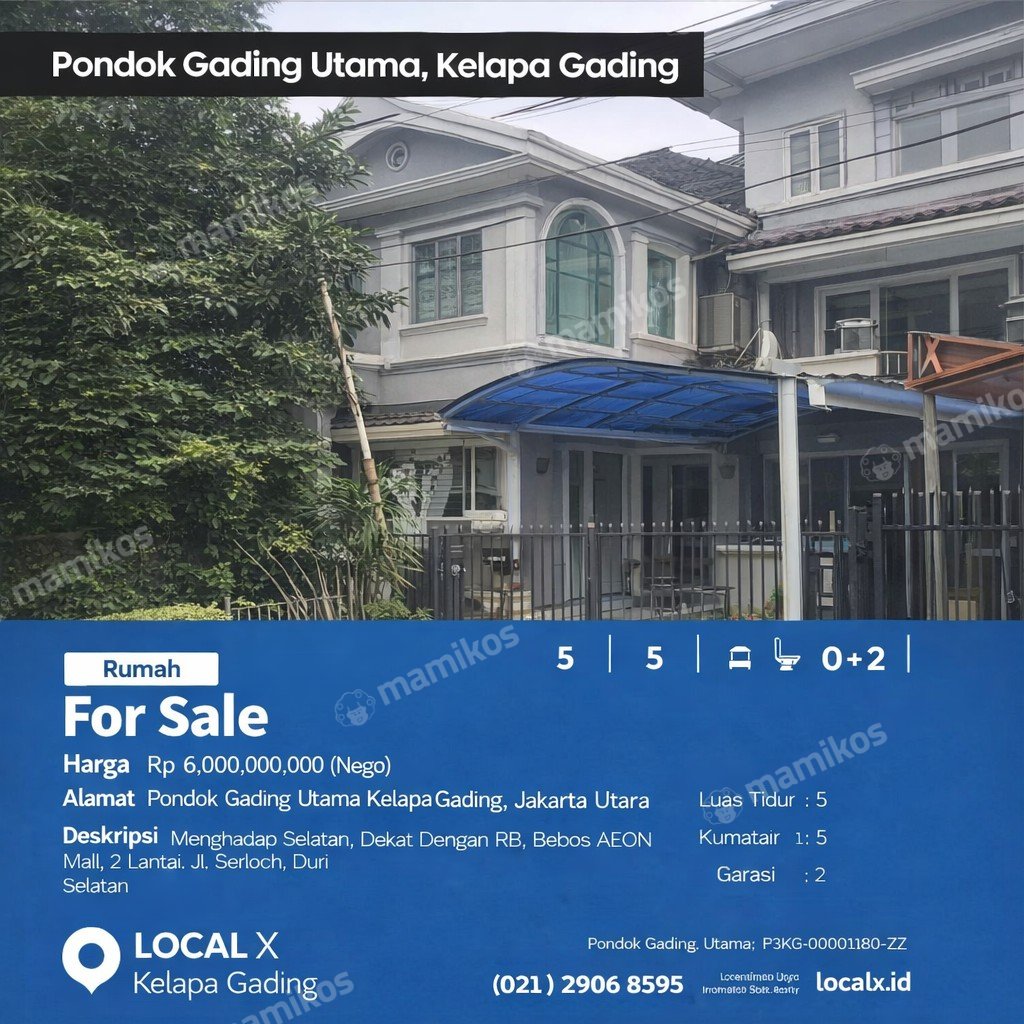 Rumah Sertifikat SHM 5 Kamar Tidur 5 Kamar Mandi Kelapa Gading Jakarta Utara - Photo 2