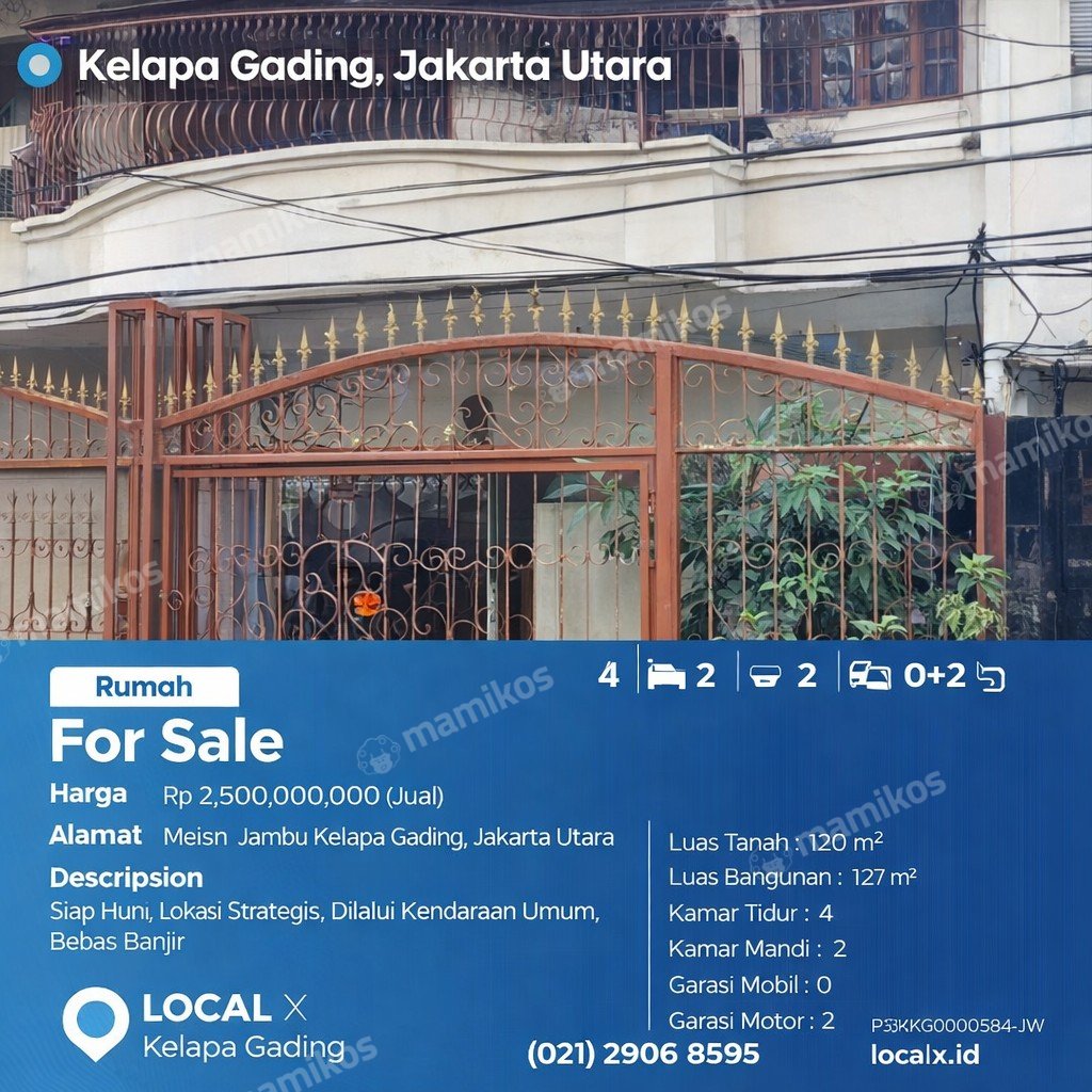 Rumah Sertifikat SHM 4 Kamar Tidur 2 Kamar Mandi Kelapa Gading Jakarta Utara - Photo 2