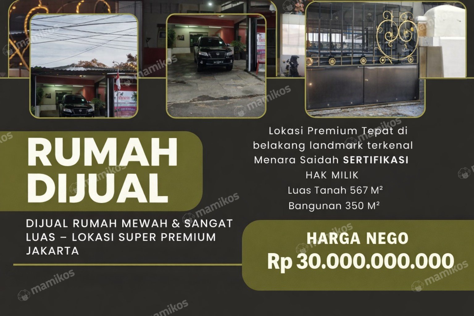 Rumah Sertifikat SHM 5 Kamar Tidur 2 Kamar Mandi Pancoran Jakarta Selatan