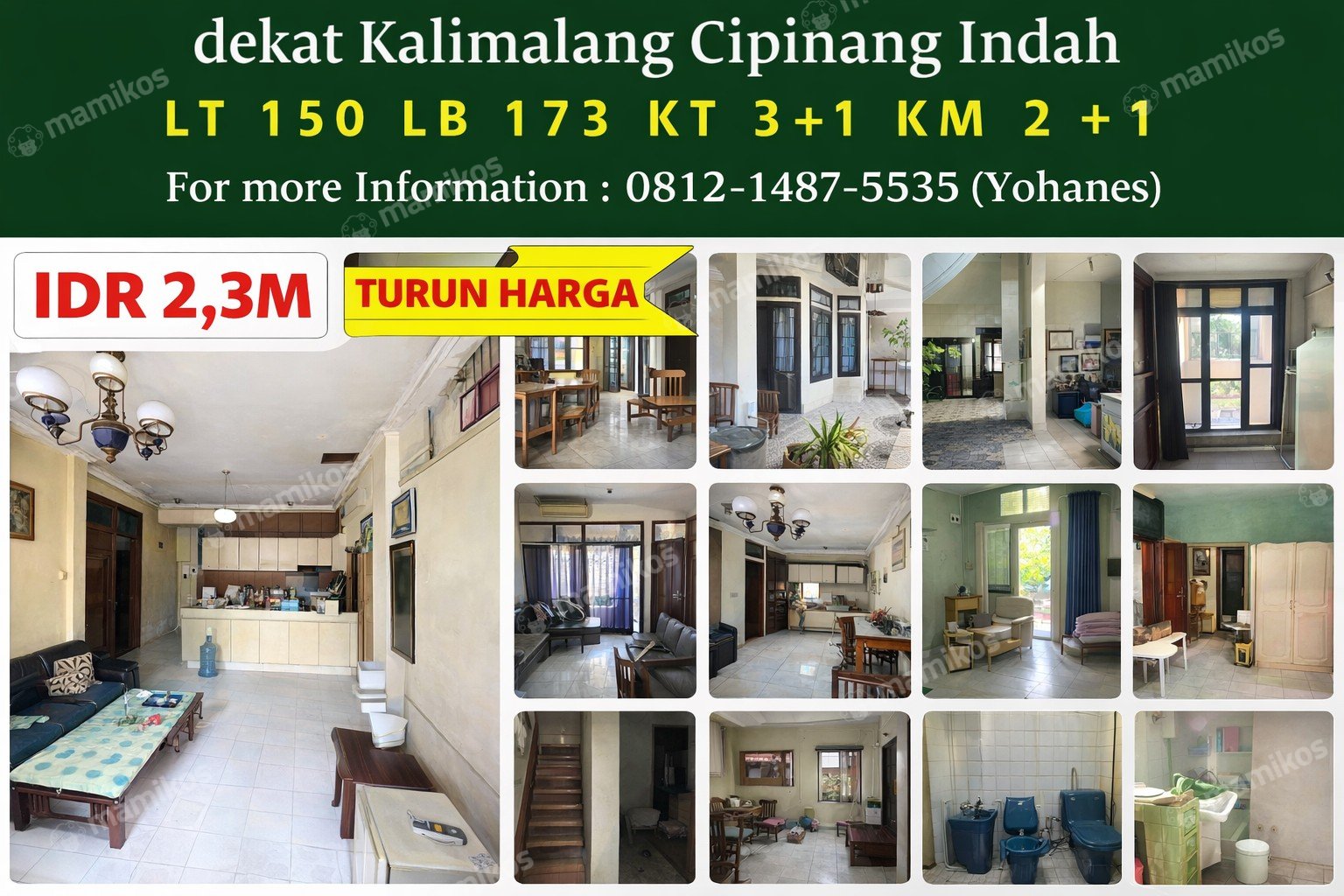 Rumah Sertifikat SHM 3 Kamar Tidur 2 Kamar Mandi Pondok Bambu Jakarta Timur