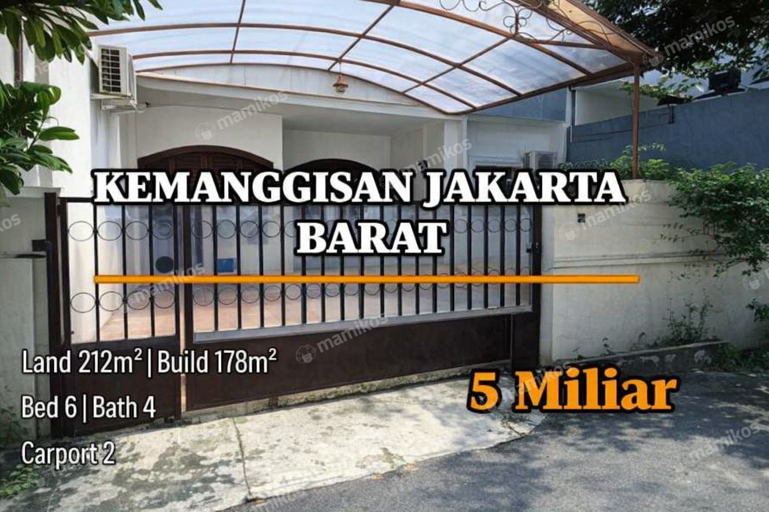 Rumah Sertifikat SHM 6 Kamar Tidur 4 Kamar Mandi Kemanggisan Jakarta Barat